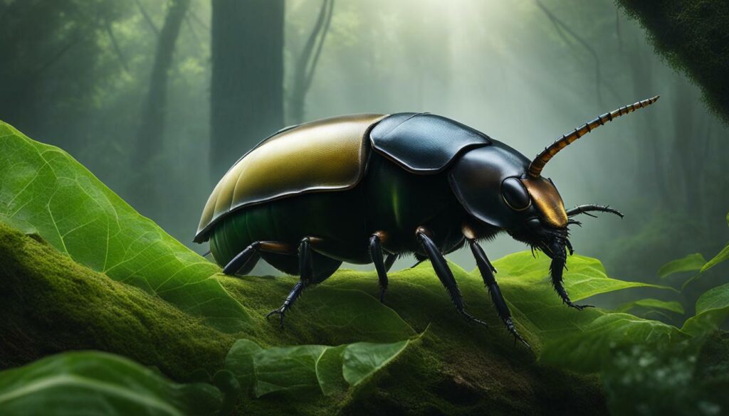 Elephant Beetle in Rainforest Habitat