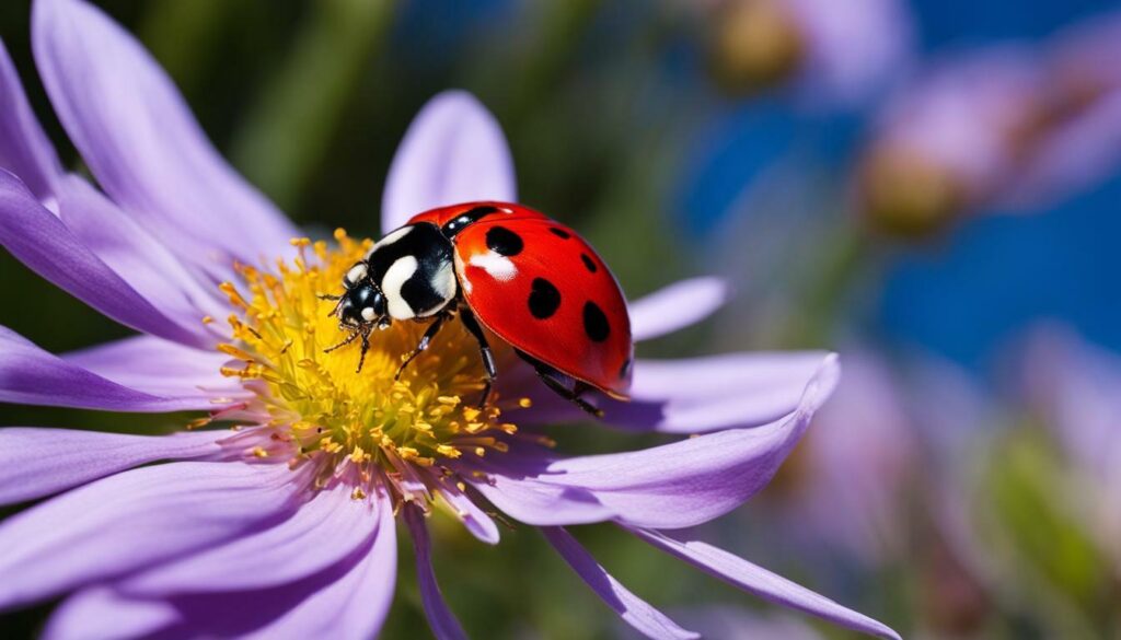 Ladybug pollinating a flower