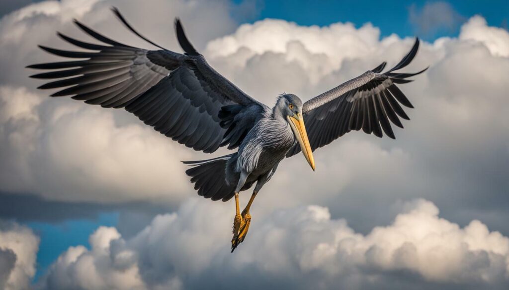 Shoebill Stork in Flight