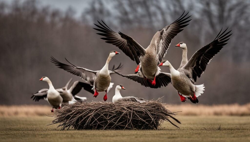 geese defending their nest