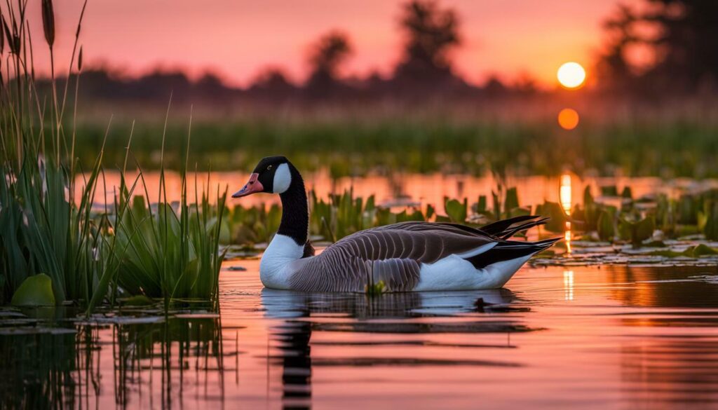goose in a pond