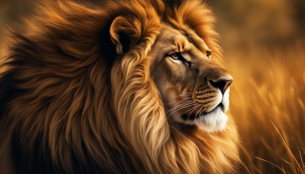 male lion with a majestic mane