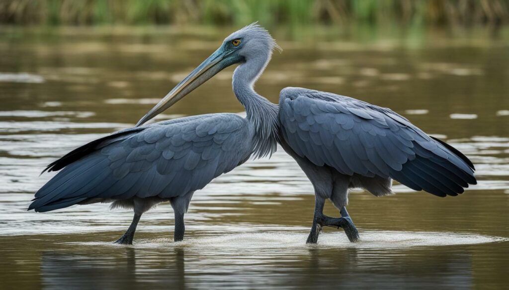 shoebill stork hunting