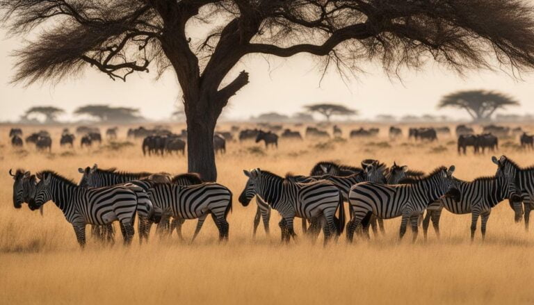 wildebeest and zebra